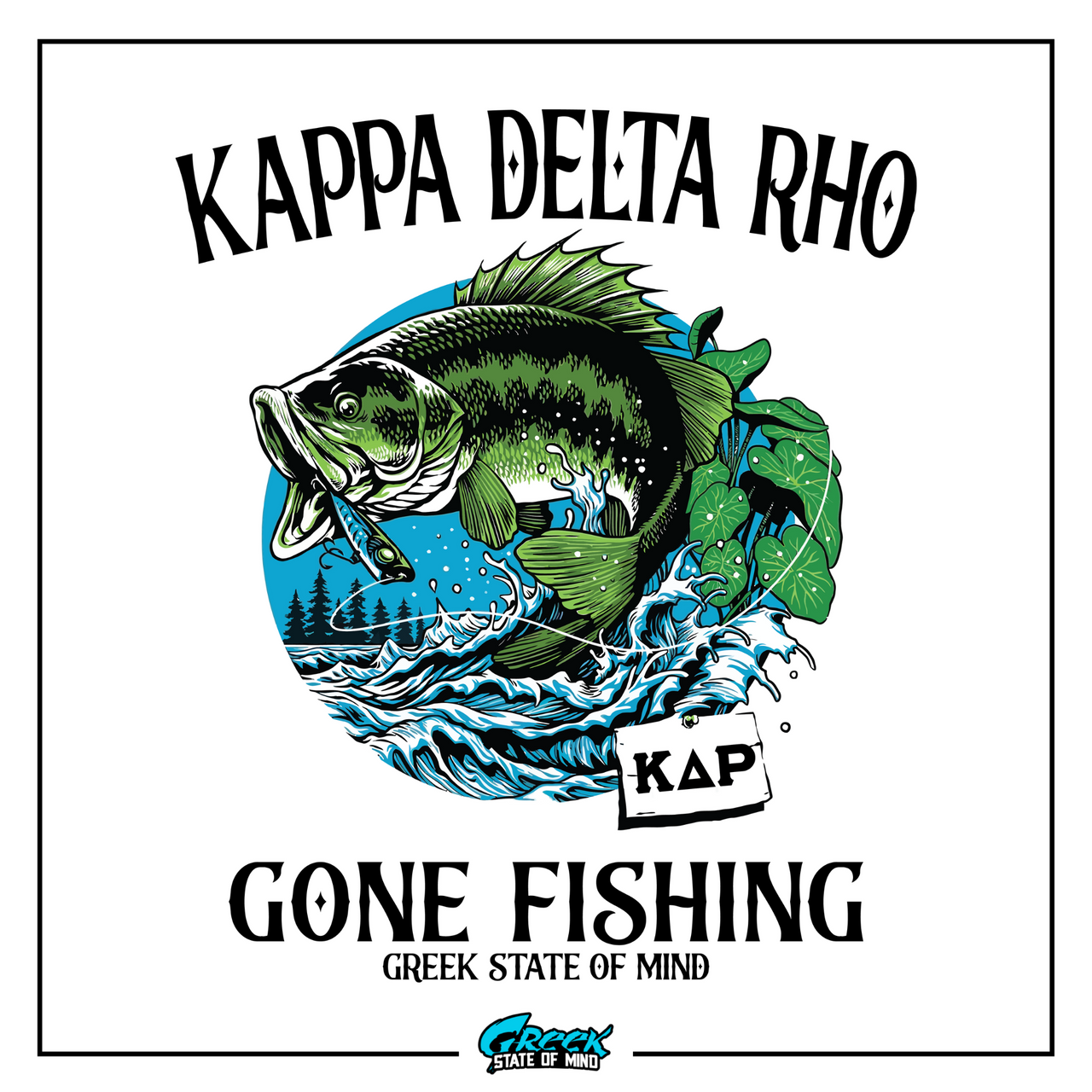 a fish with a caption that says kapa delta rho gone fishing