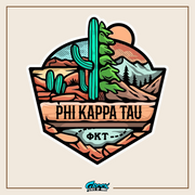 a sticker with the words phi kapa tau on it