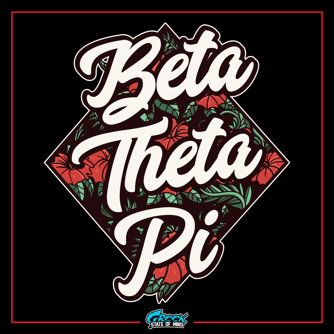 a black and red poster with the words beta thea pi