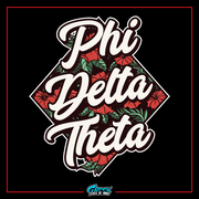 a black and red poster with the words phi delta