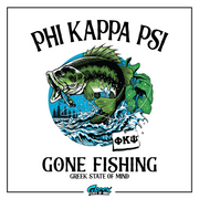 a fish with a caption that reads, phi kapa psi gone fishing