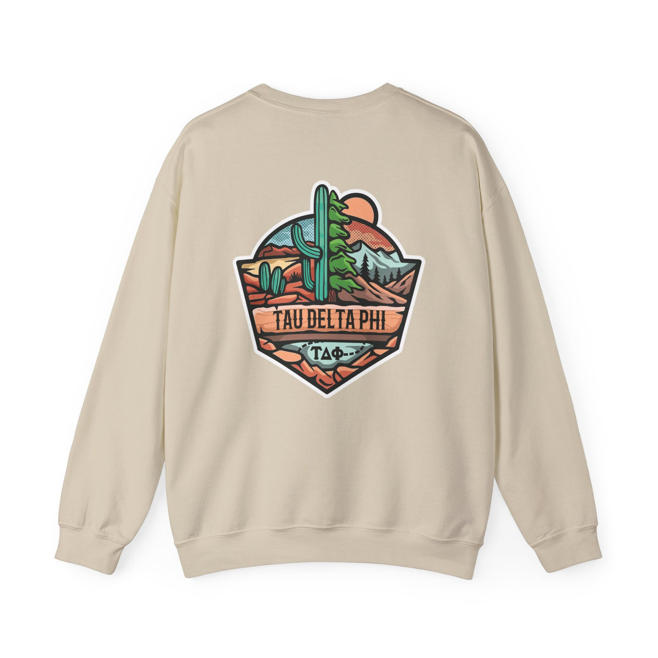 Tau Delta Phi Graphic Crewneck Sweatshirt | Desert Mountains