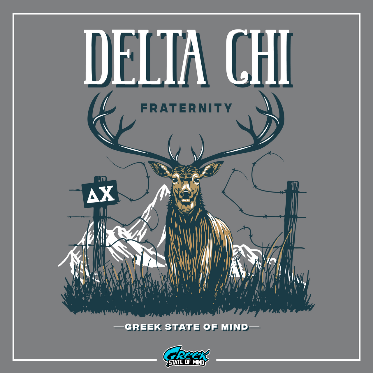 a t - shirt with a deer and mountains in the background