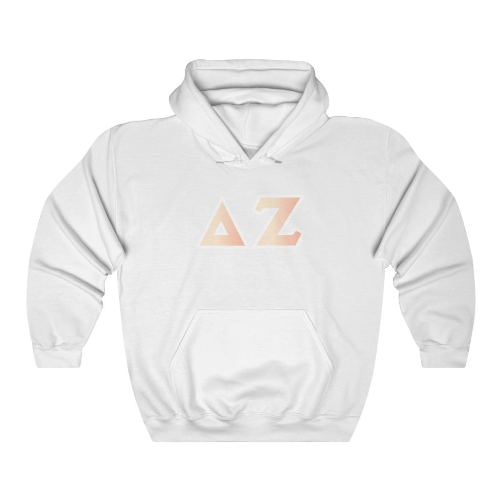 Delta Zeta Printed Letters | Peach Sunrise Hoodie