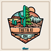 a sticker of a desert scene with a cactus