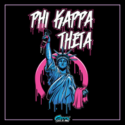 the statue of liberty with the words phi kappa theea on it