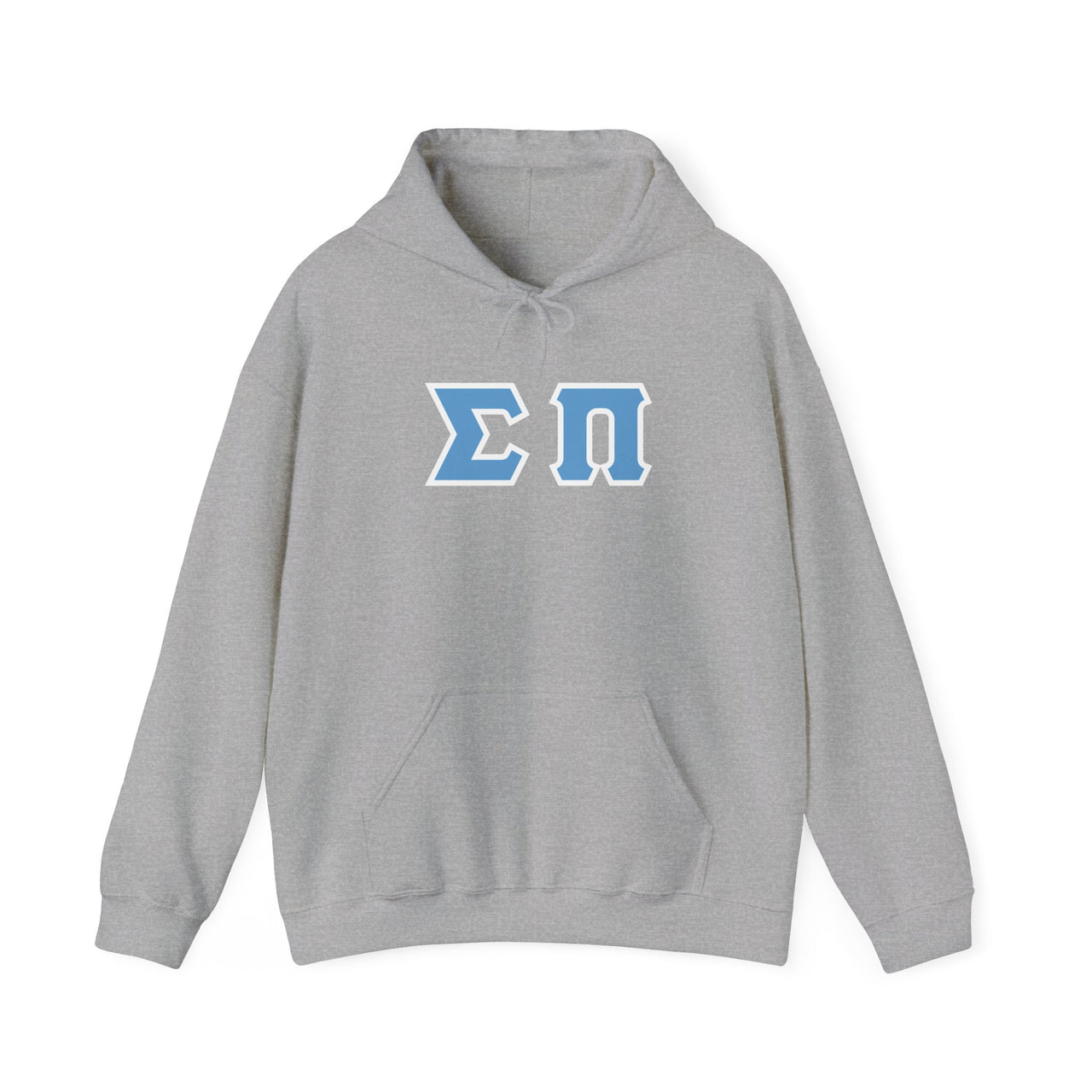 Sigma Pi Printed Letter Hoodie | Cyan with White Border
