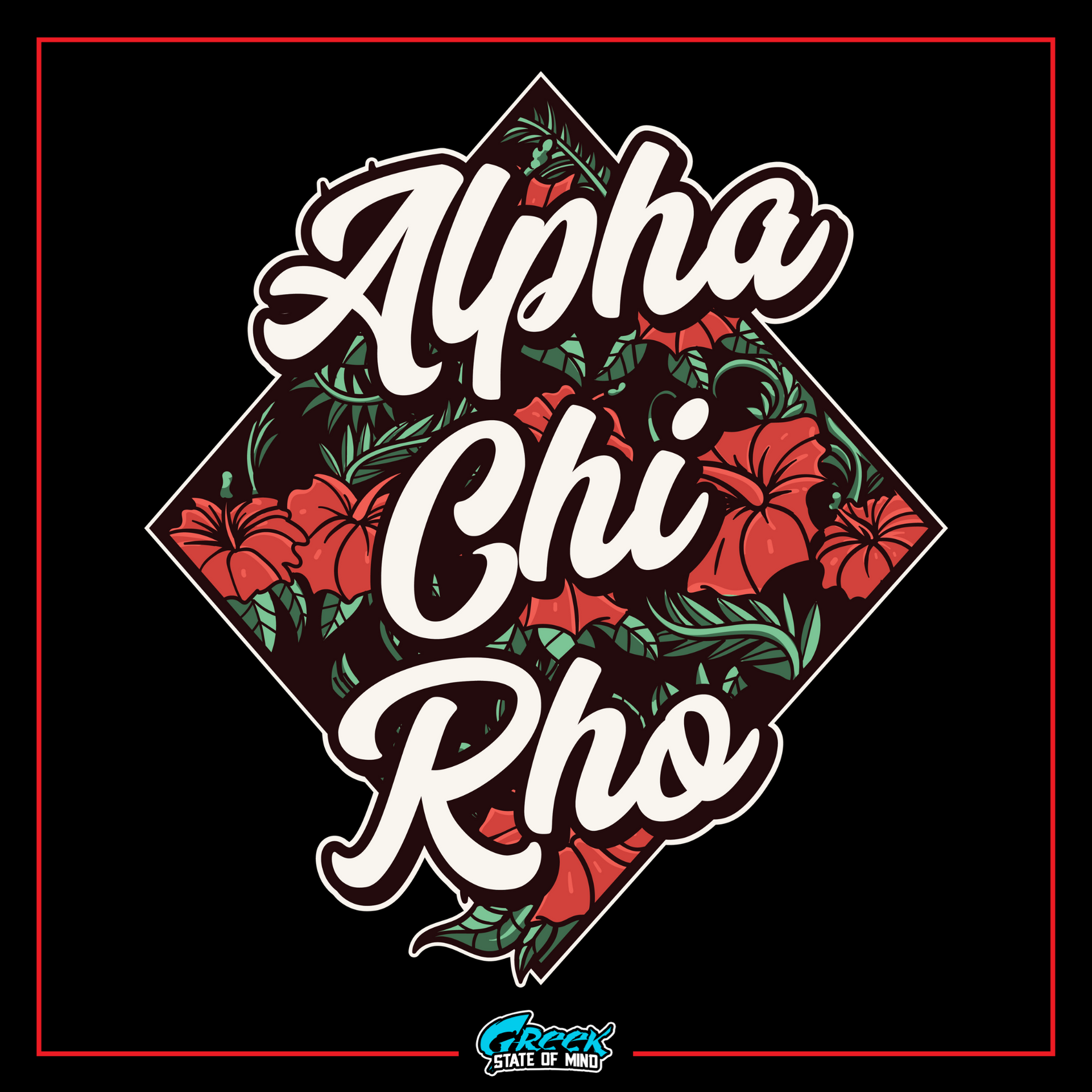 a black and red poster with the words aloh chi rho on it