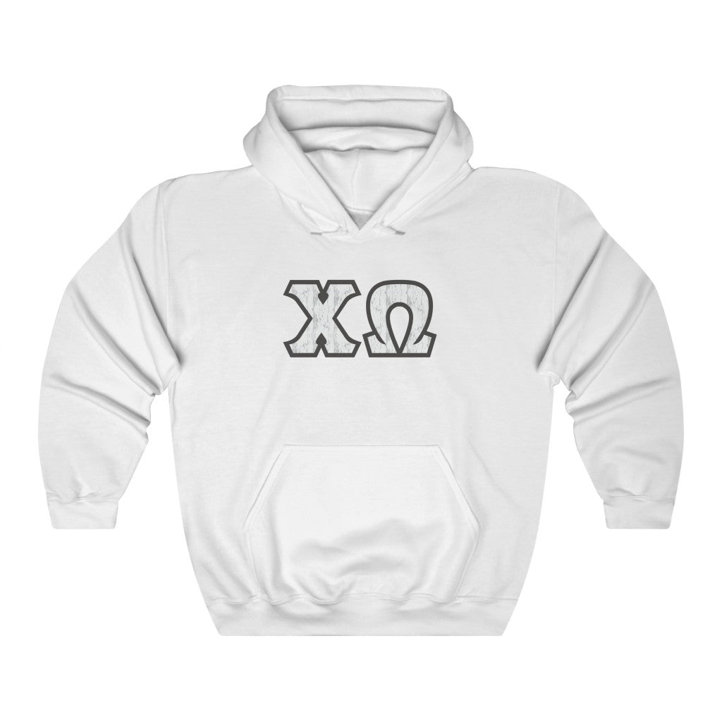 Chi Omega Printed Letters | Marble Print Hoodie