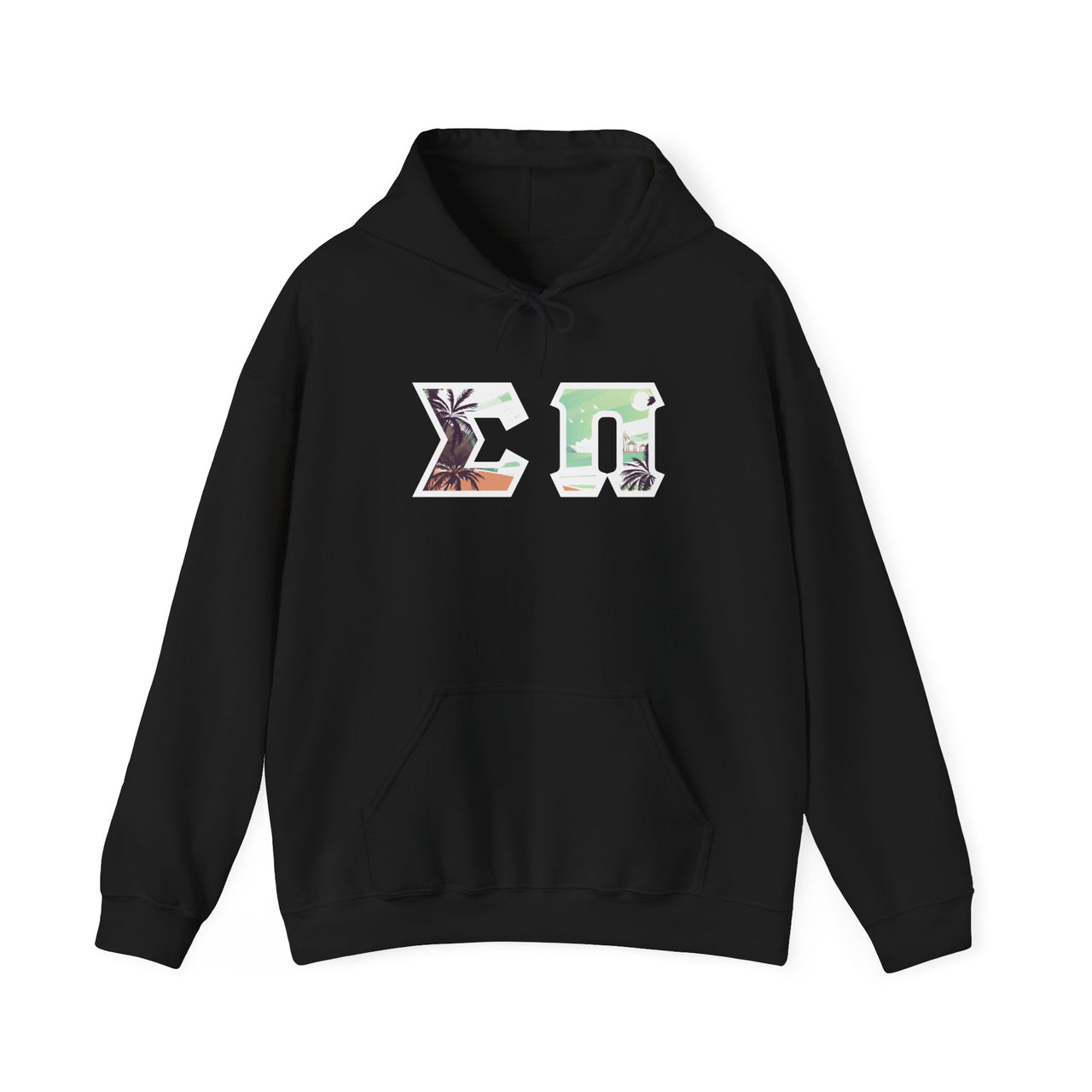 Sigma Pi Printed Letter Hoodie | Tropical Pattern