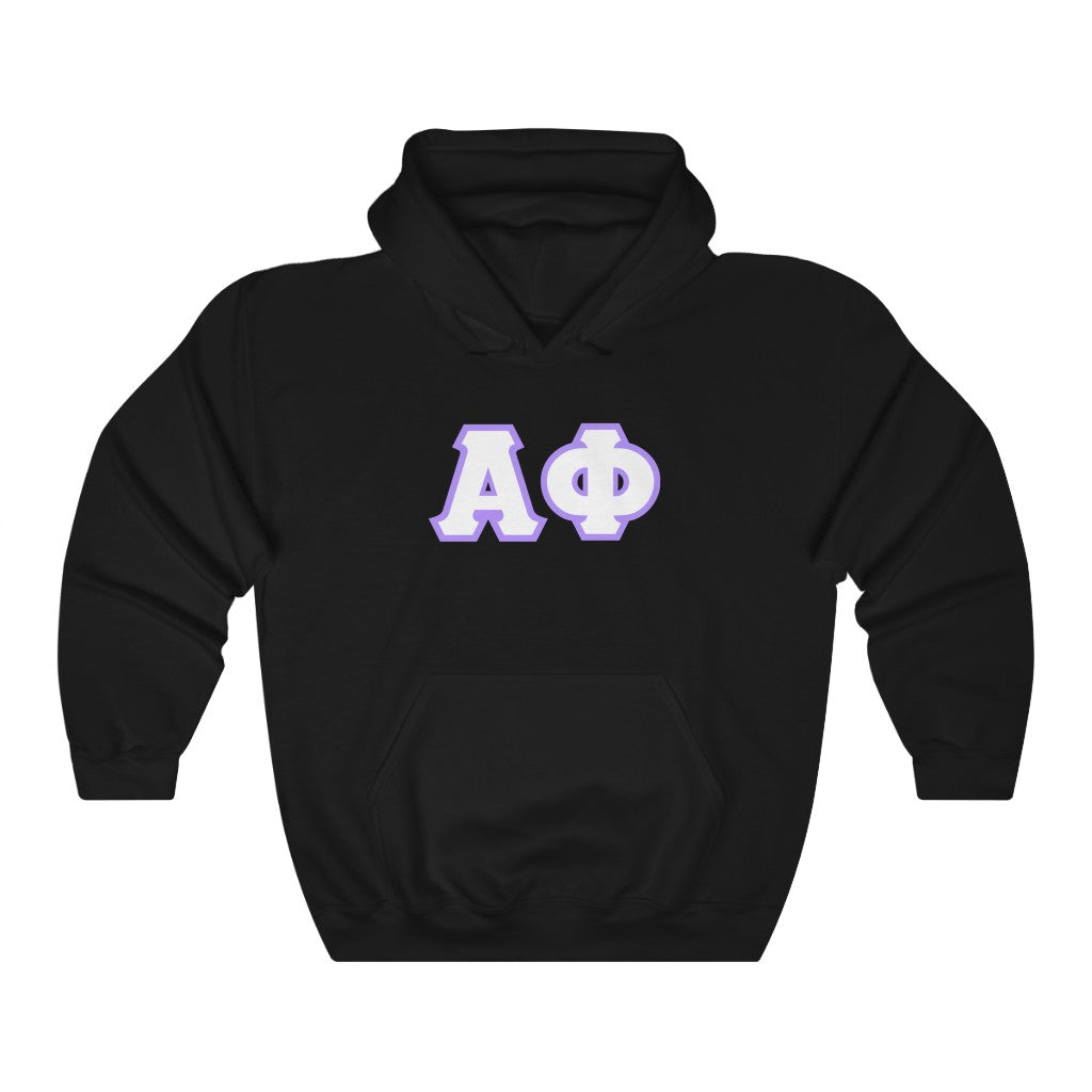 Alpha Phi Printed Letters | White & Violet Border Hoodie