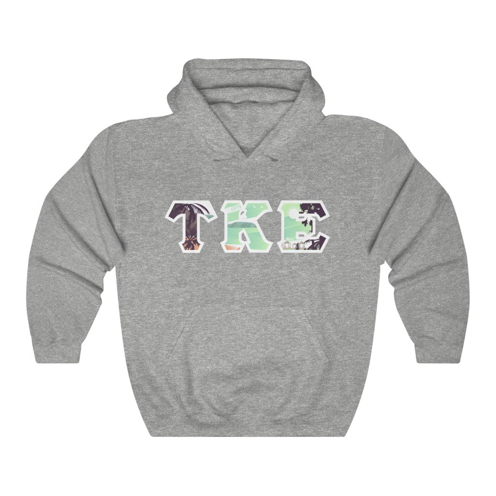 Tau Kappa Epsilon Printed Letter Hoodie | Tropical Pattern