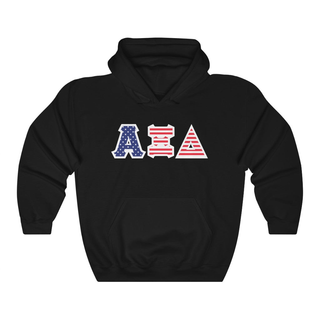 AXiD Printed Letters | American Flag Pattern Hoodie