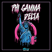 the statue of liberty with the words phi gamma deeja on it