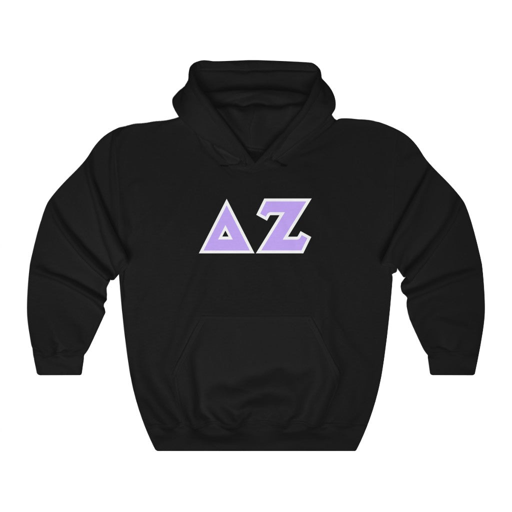 Delta Zeta Printed Letters | Violet & White Border Hoodie