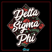 the delta signa phi logo on a black background