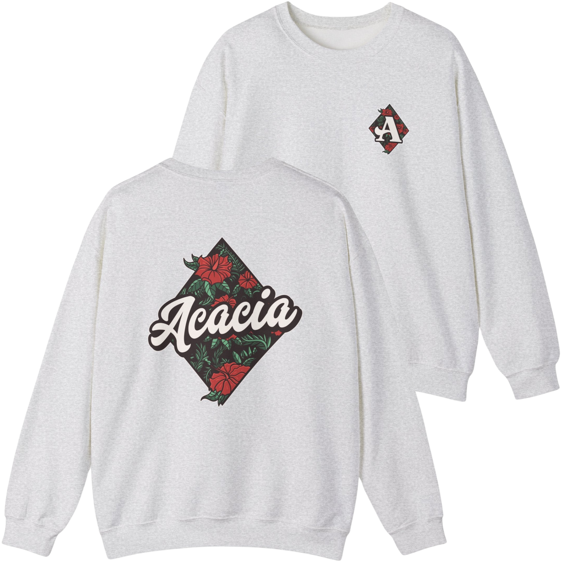 grey Acacia Graphic Crewneck Sweatshirt | Aloha