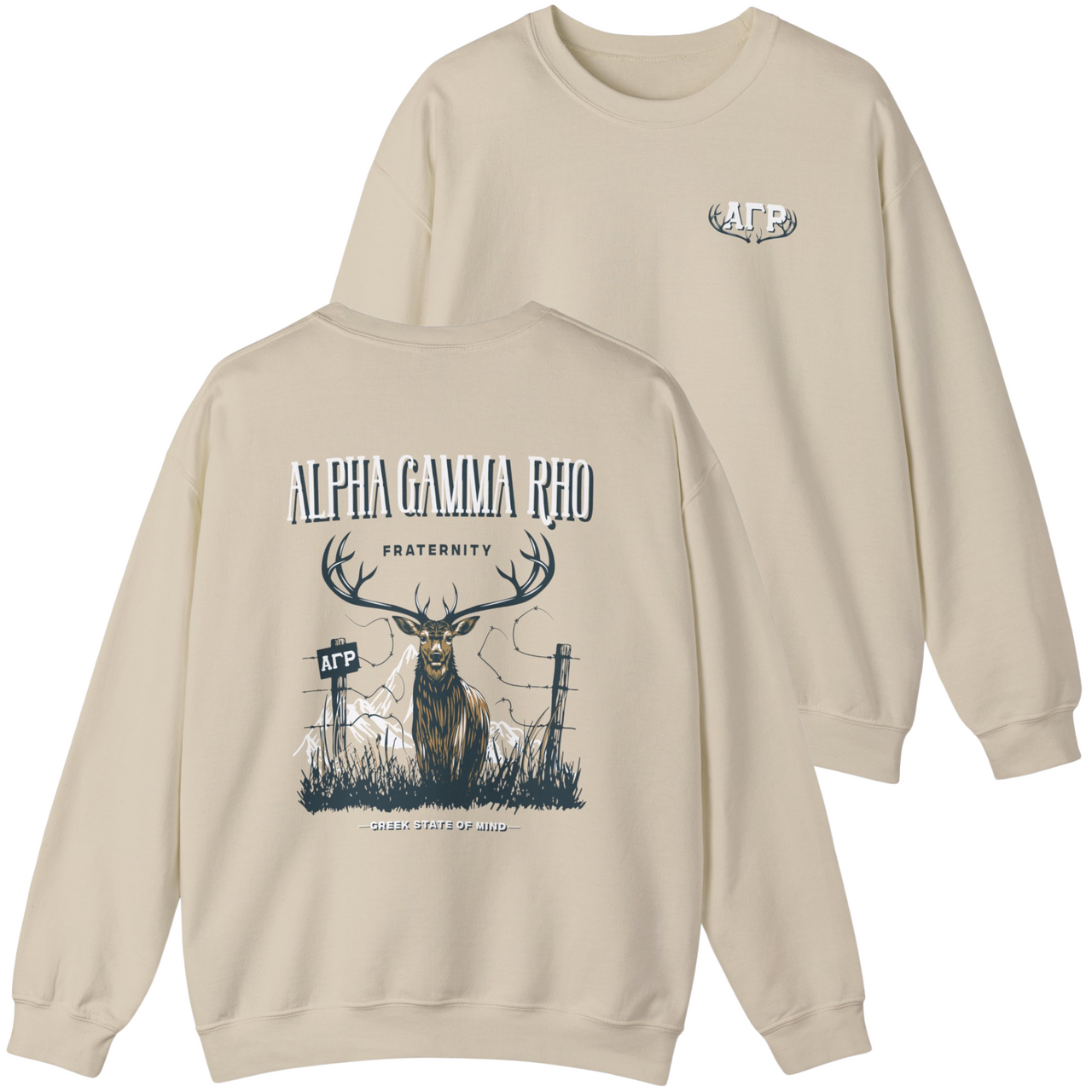 Alpha Gamma Rho Graphic Crewneck Sweatshirt | Big Buck