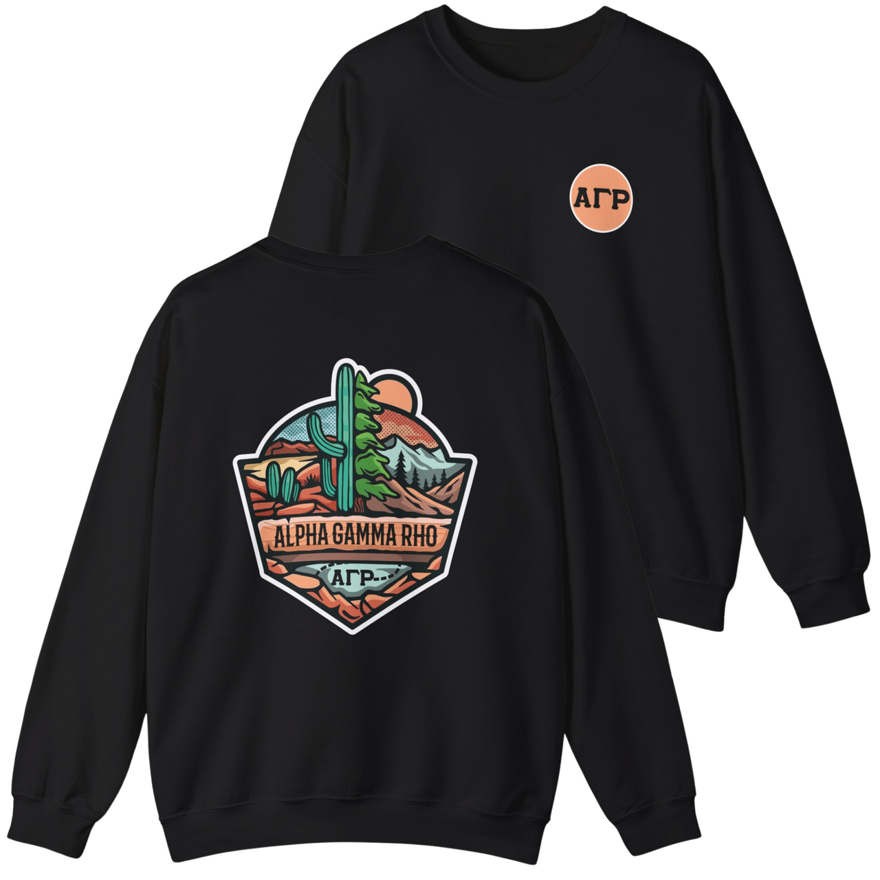 Alpha Gamma Rho Graphic Crewneck Sweatshirt | Desert Mountains