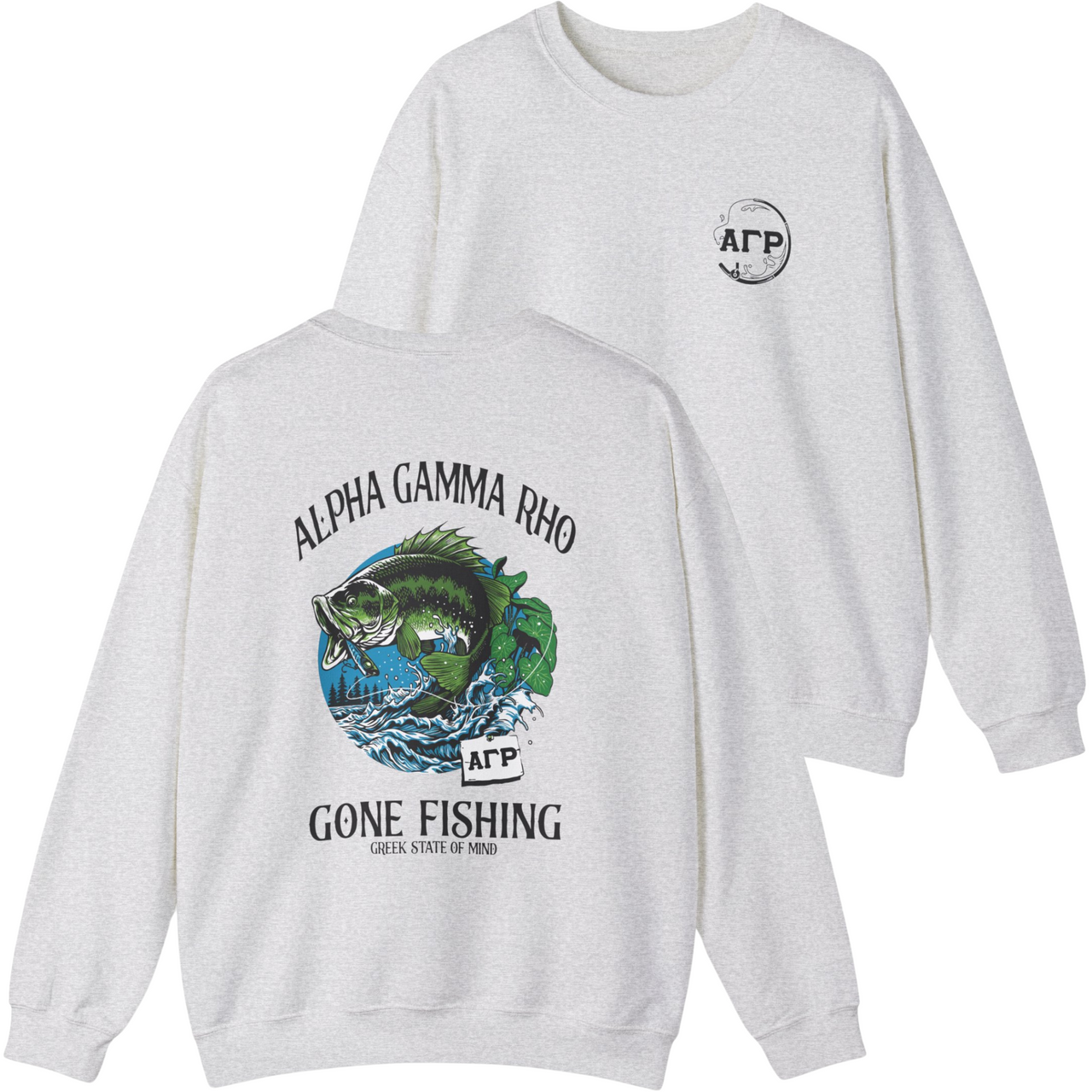 Alpha Gamma Rho Graphic Crewneck Sweatshirt | Gone Fishing