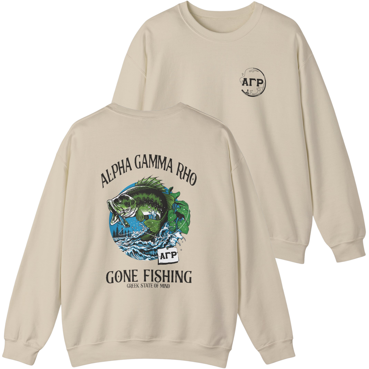 Alpha Gamma Rho Graphic Crewneck Sweatshirt | Gone Fishing