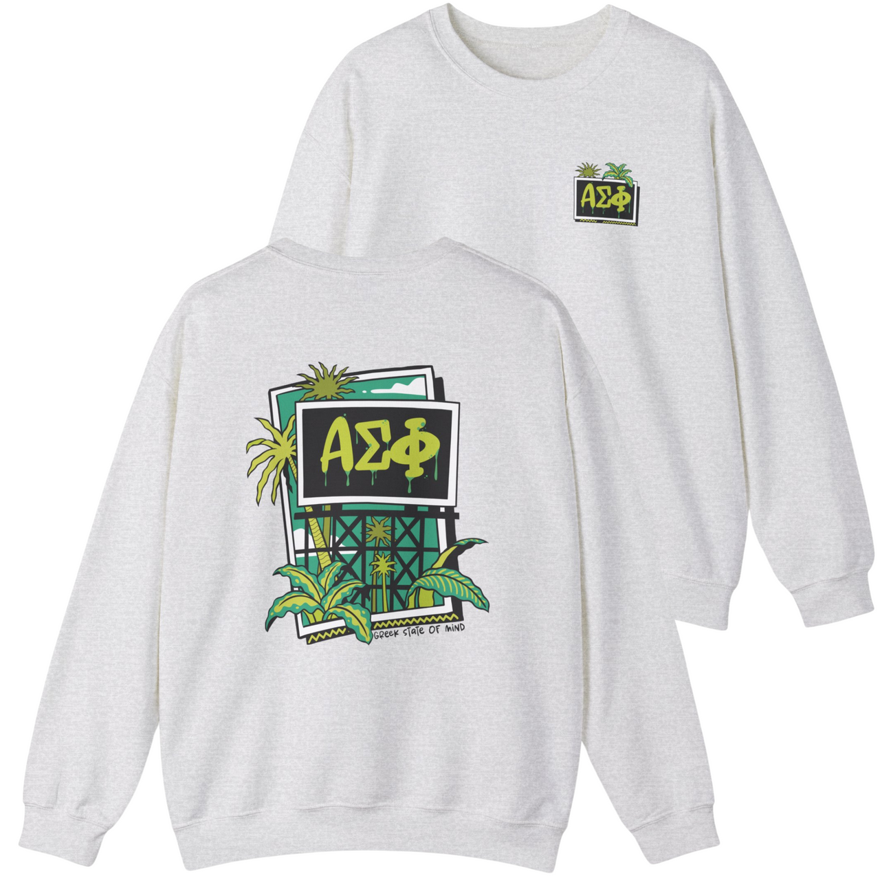 Alpha Sigma Phi Graphic Crewneck Sweatshirt | Tropical Billboard
