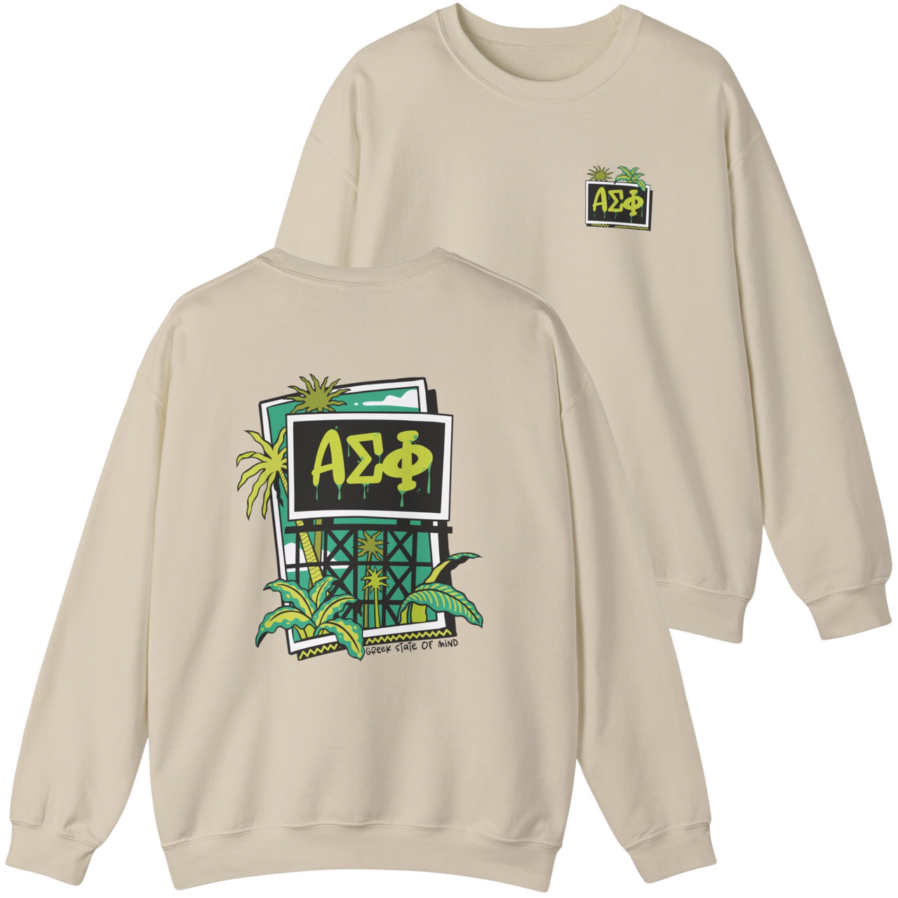 Alpha Sigma Phi Graphic Crewneck Sweatshirt | Tropical Billboard