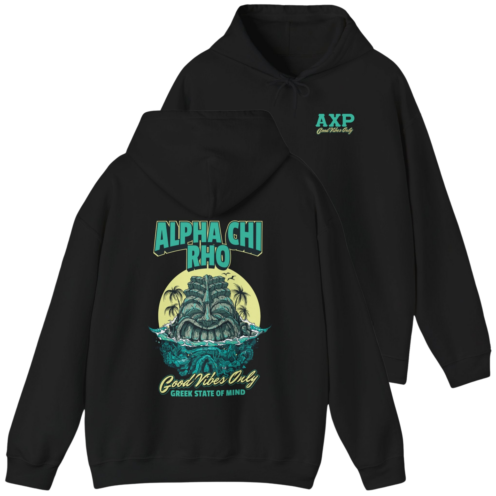 Black Alpha Chi Rho Graphic Hoodie | Good Vibes Only