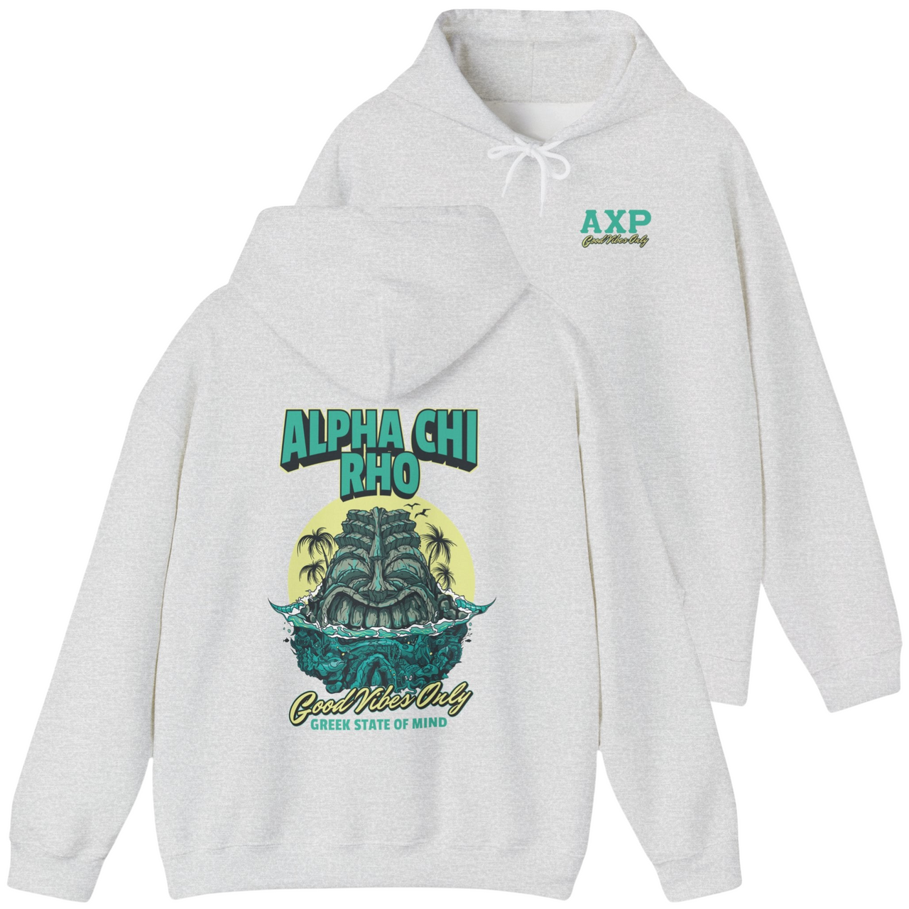 Grey Alpha Chi Rho Graphic Hoodie | Good Vibes Only