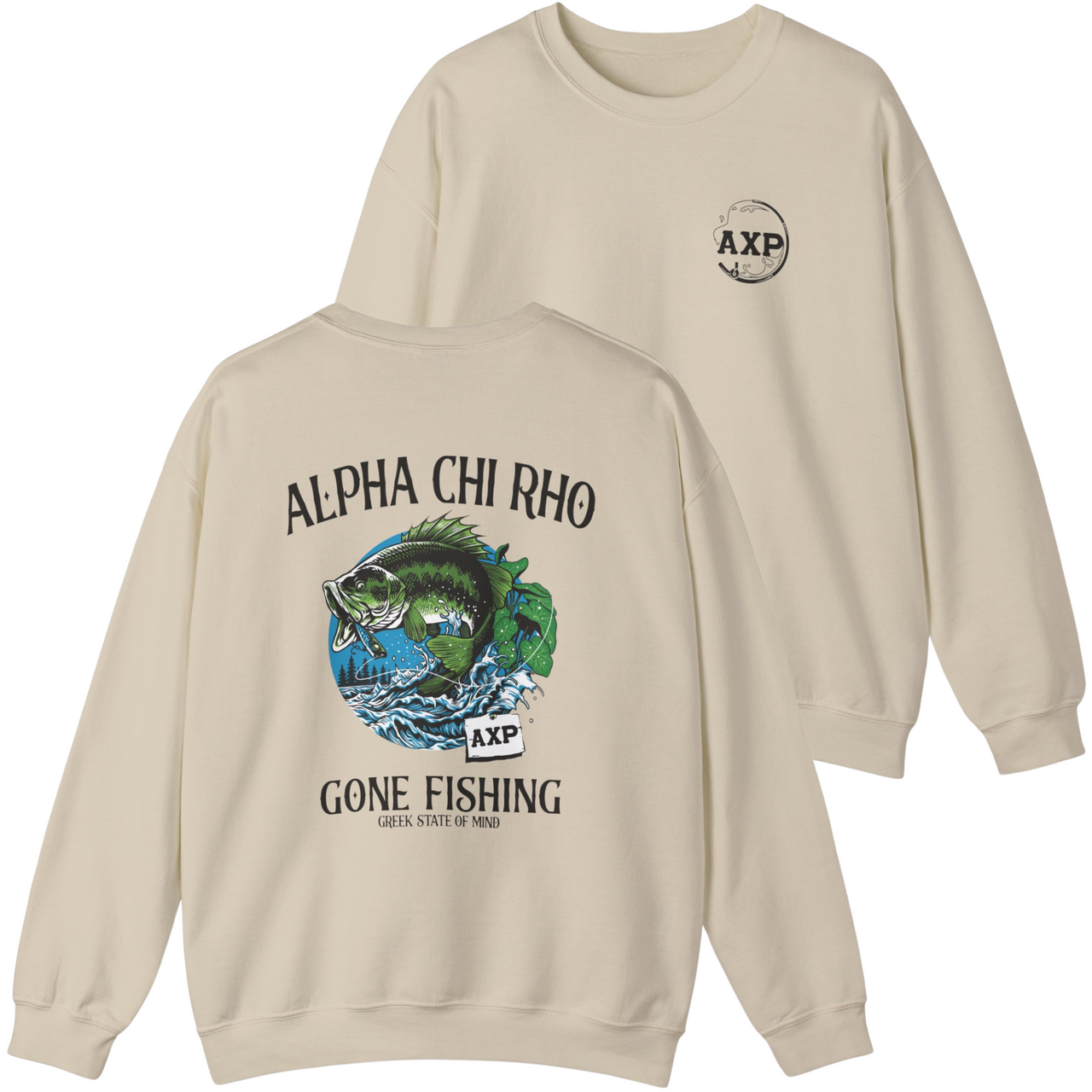Alpha Chi Rho Graphic Crewneck Sweatshirt | Gone Fishing