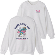 grey Alpha Delta Phi Graphic Crewneck Sweatshirt | Alligator Skater