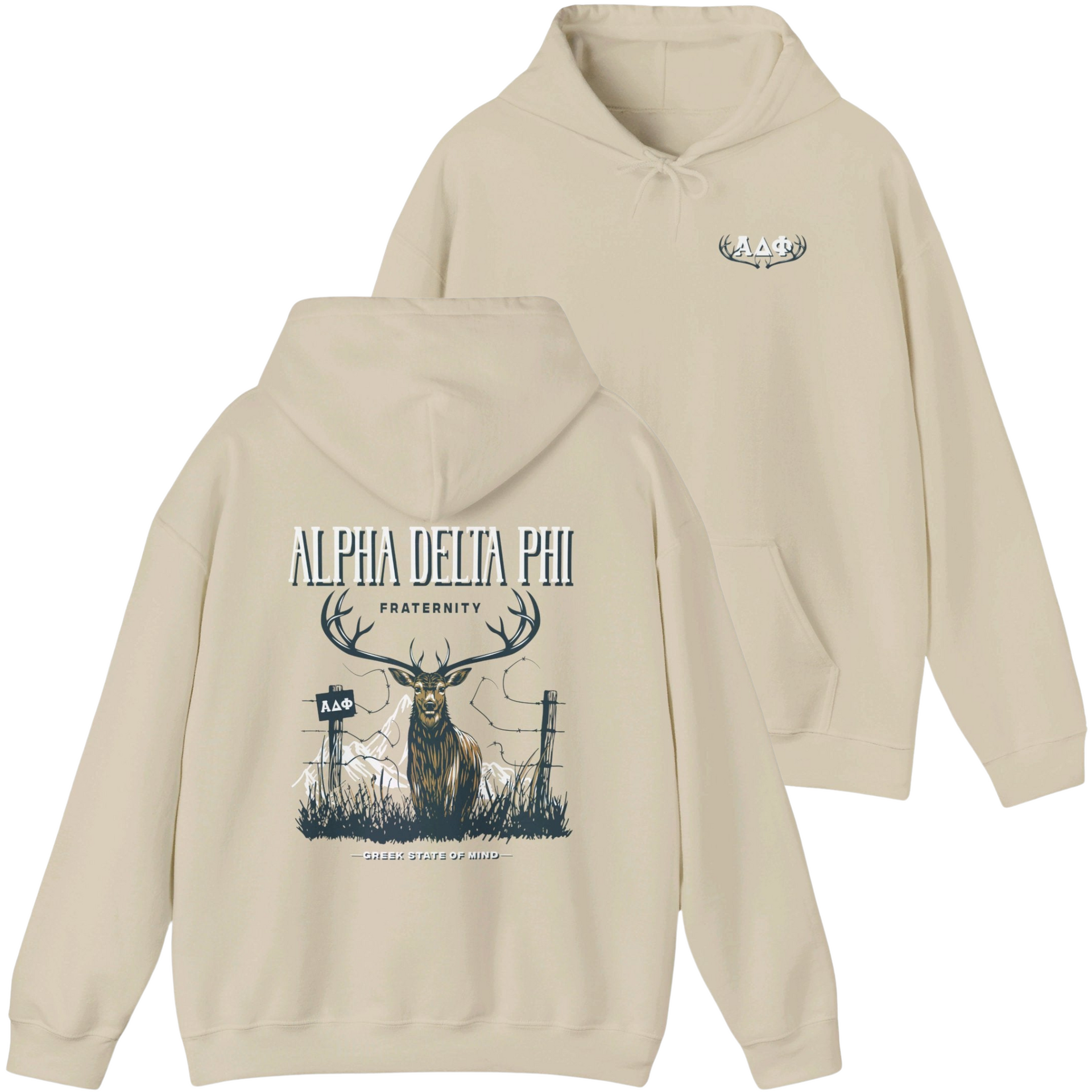 ivory Alpha Delta Phi Graphic Hoodie 