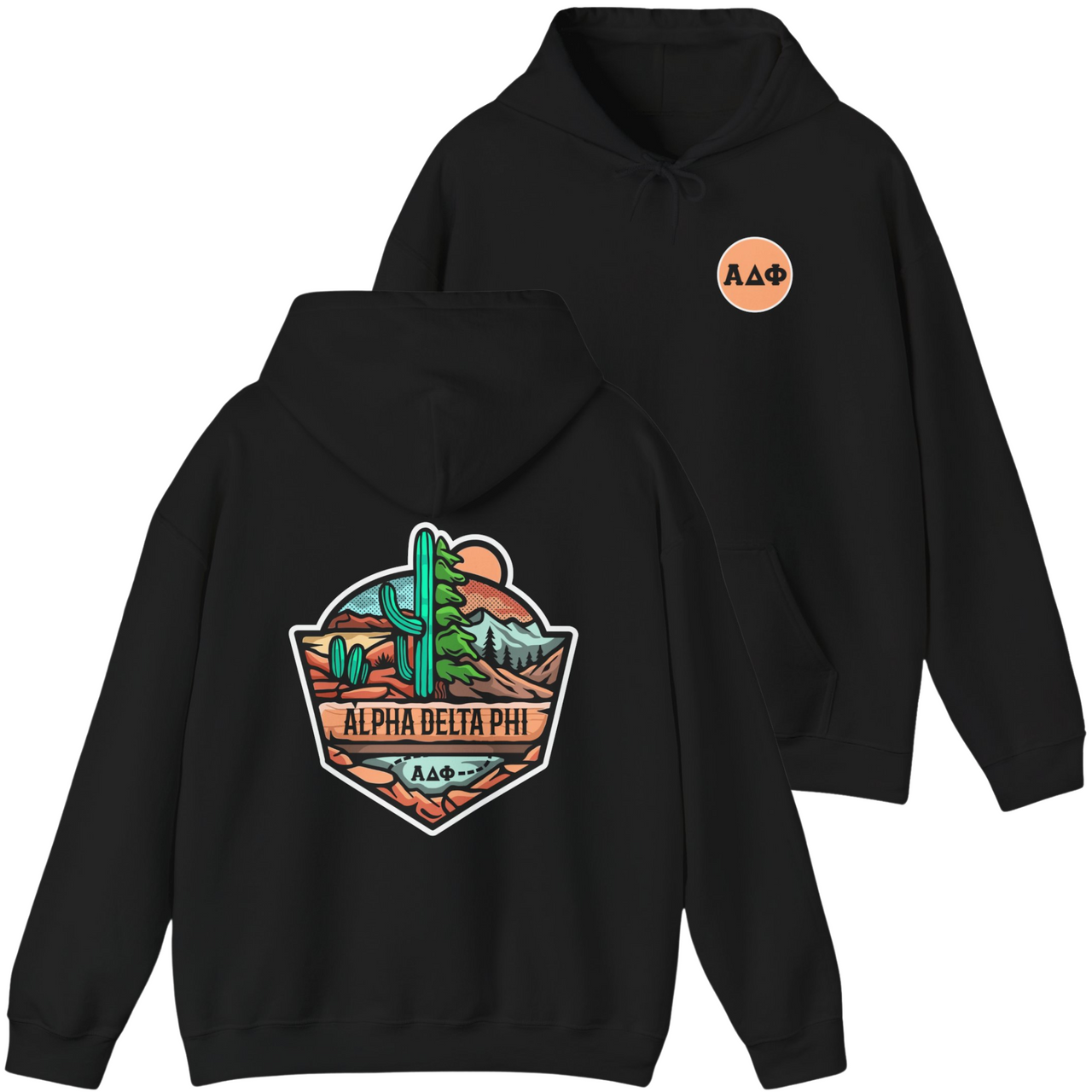 Alpha Delta Phi Graphic Hoodie | Desert Mountains