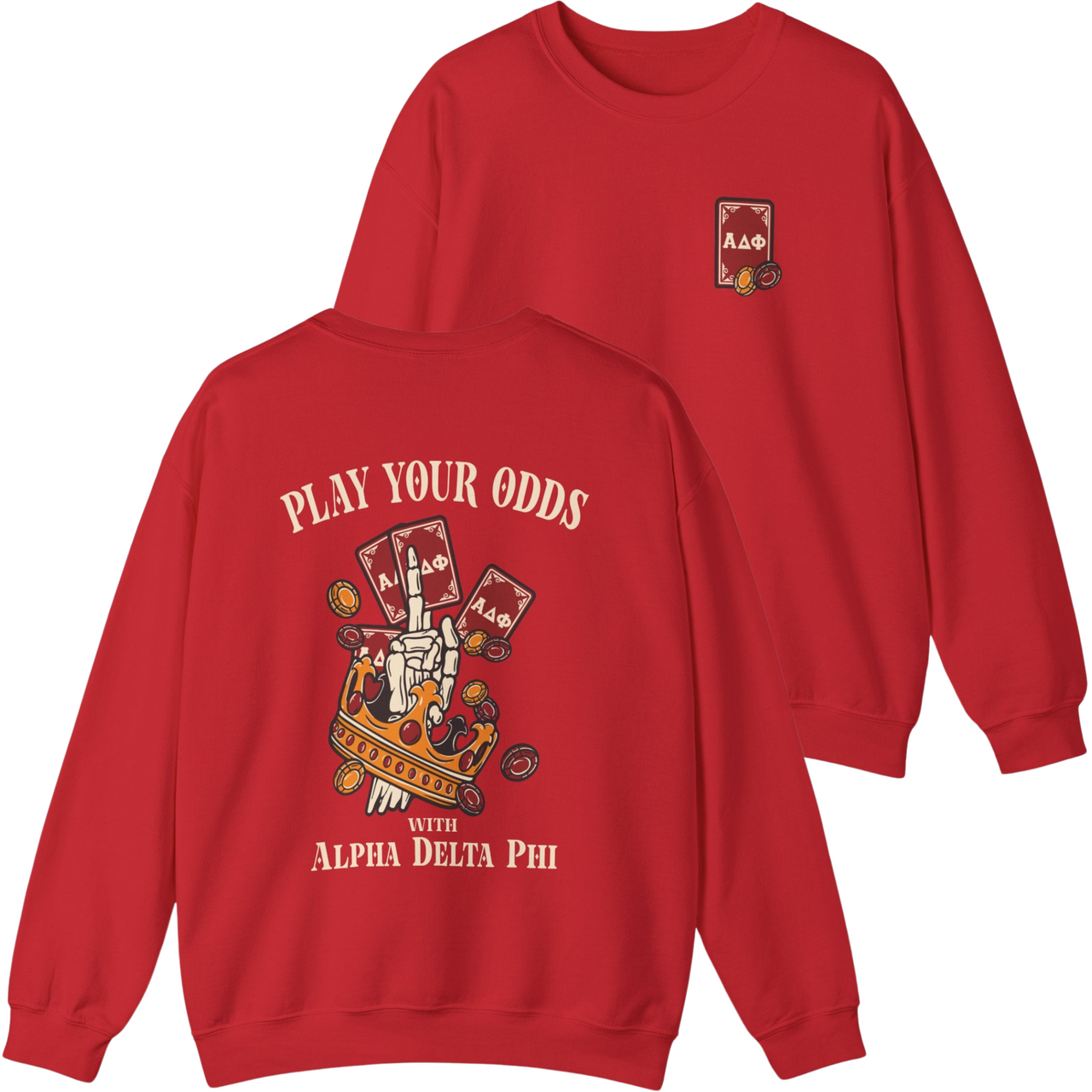 Red Alpha Delta Phi Graphic Crewneck Sweatshirt | Play Your Odds