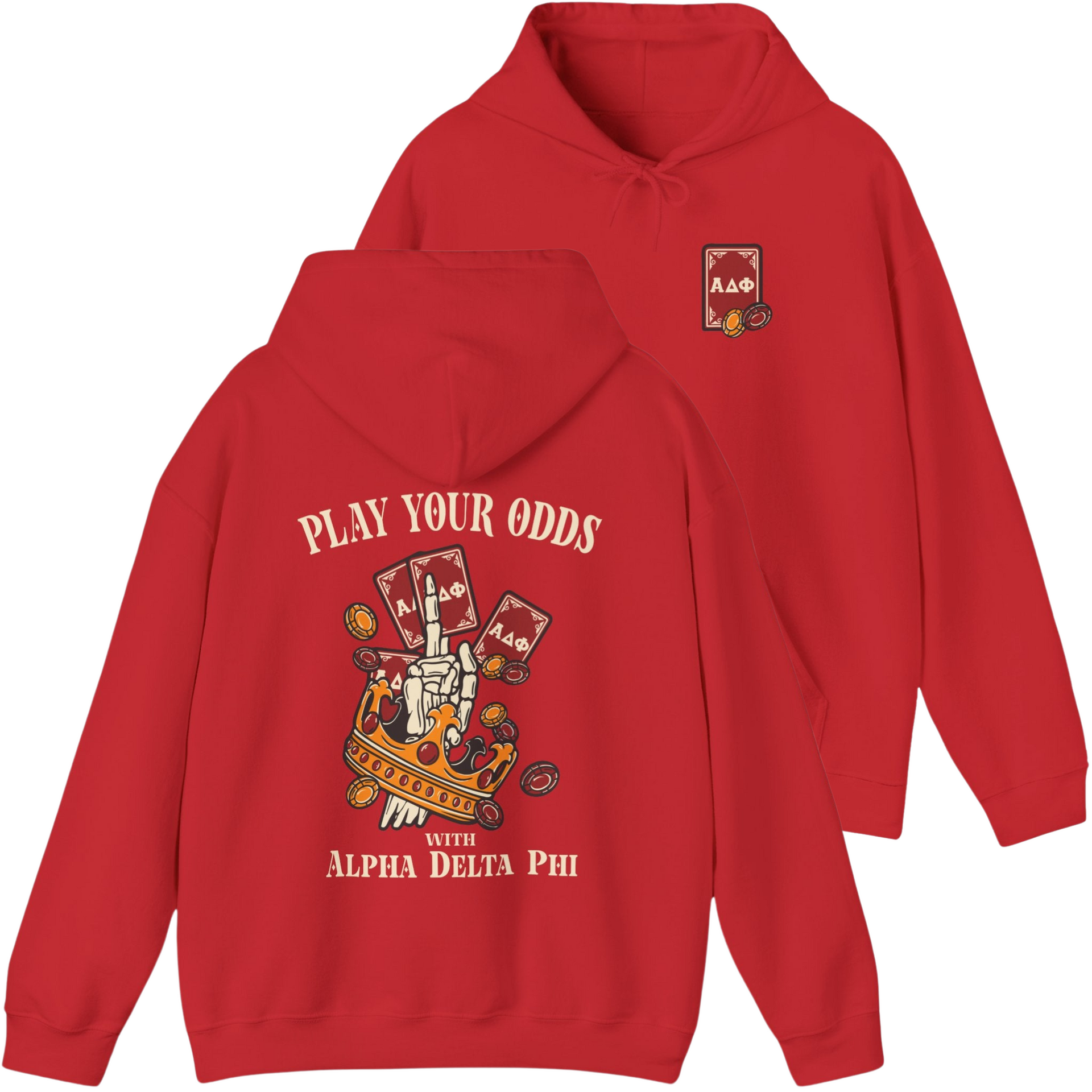 Red Alpha Delta Phi Graphic Hoodie | Play Your Odds