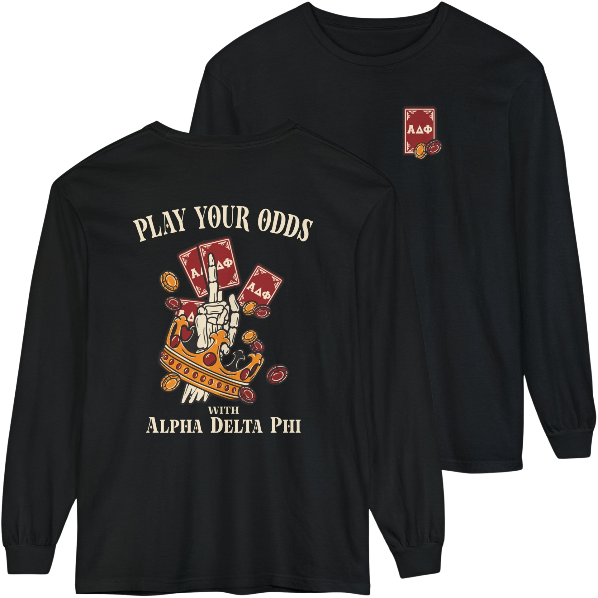 Black Alpha Delta Phi Graphic Long Sleeve | Play Your Odds