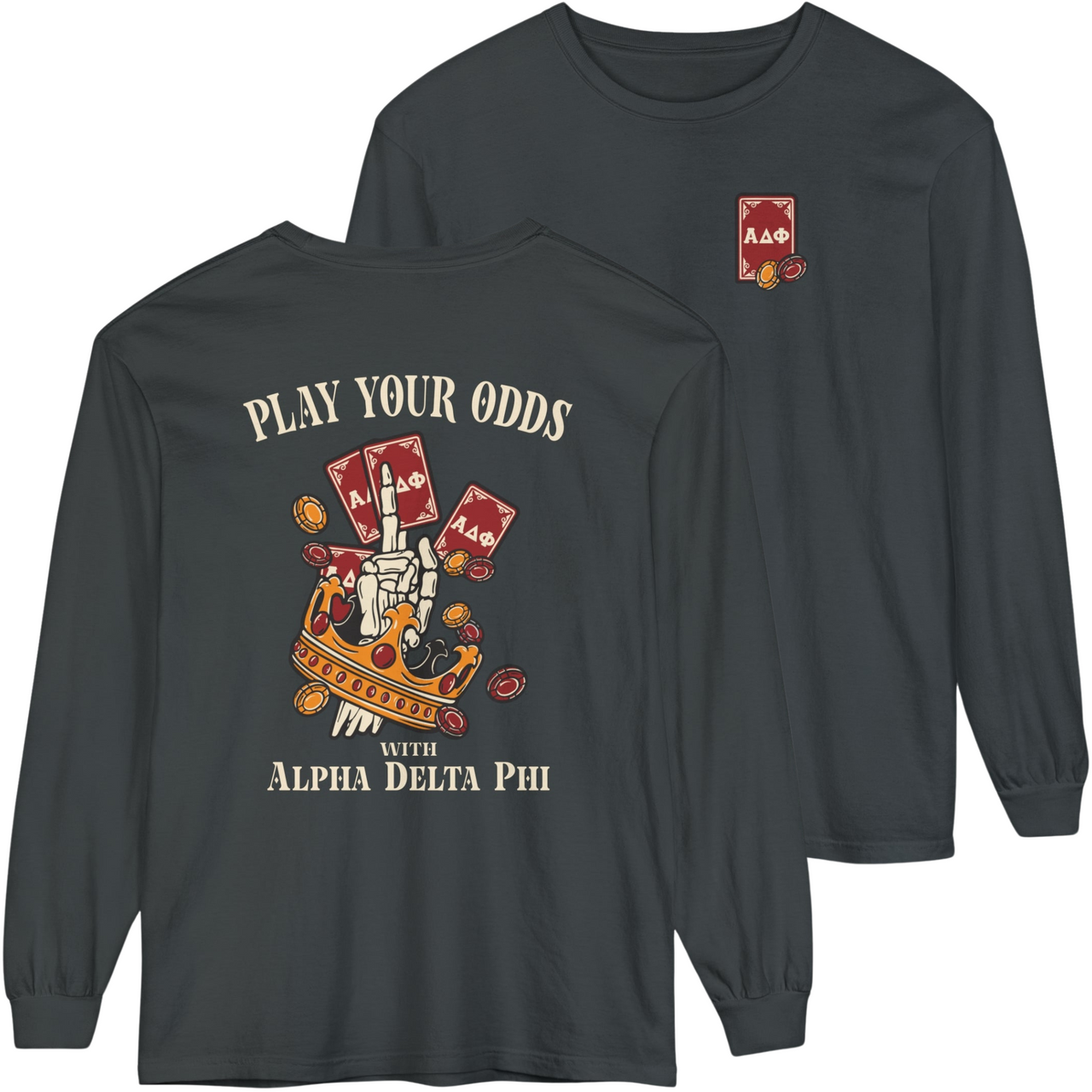 Grey Alpha Delta Phi Graphic Long Sleeve | Play Your Odds