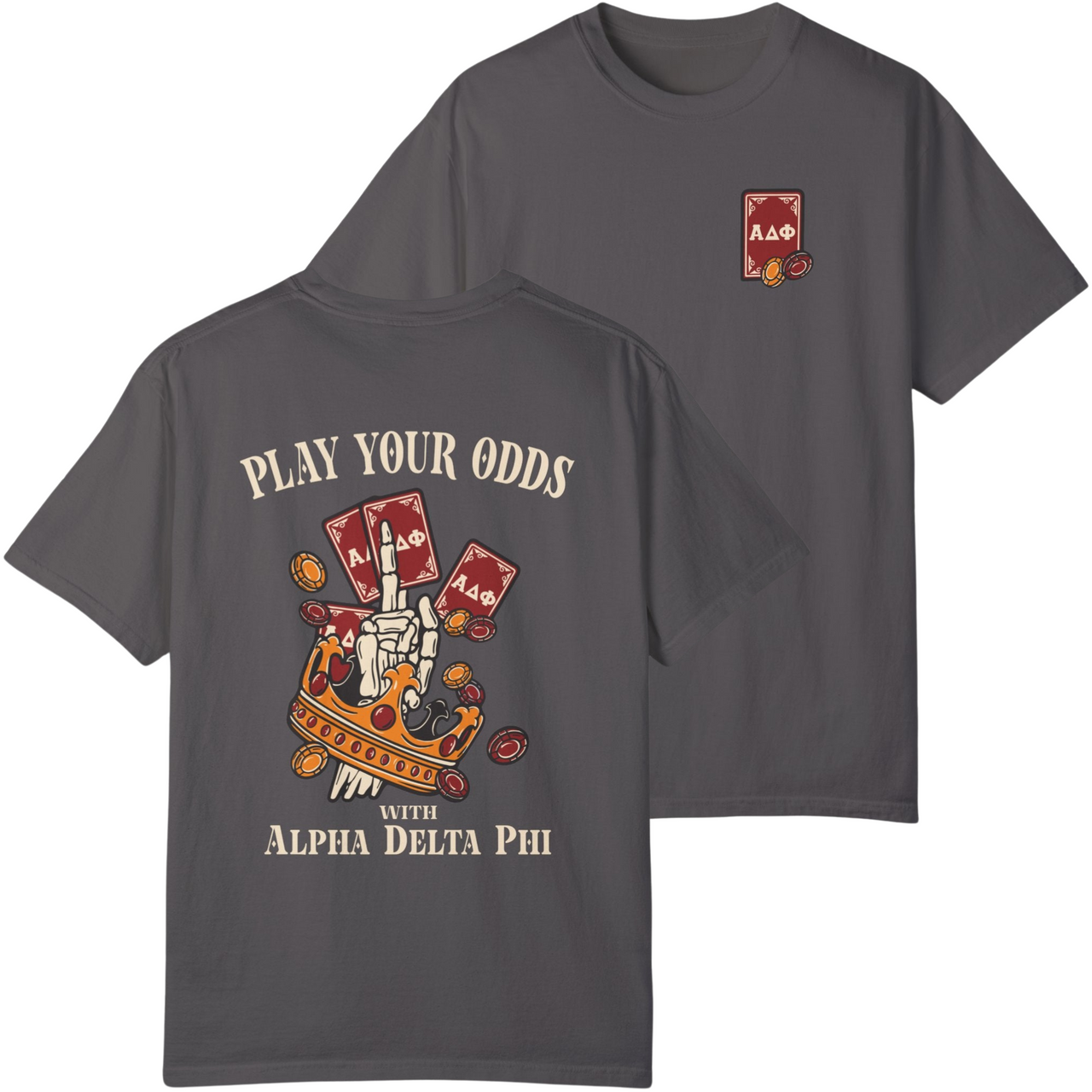 Grey Alpha Delta Phi Graphic T-Shirt | Play Your Odds