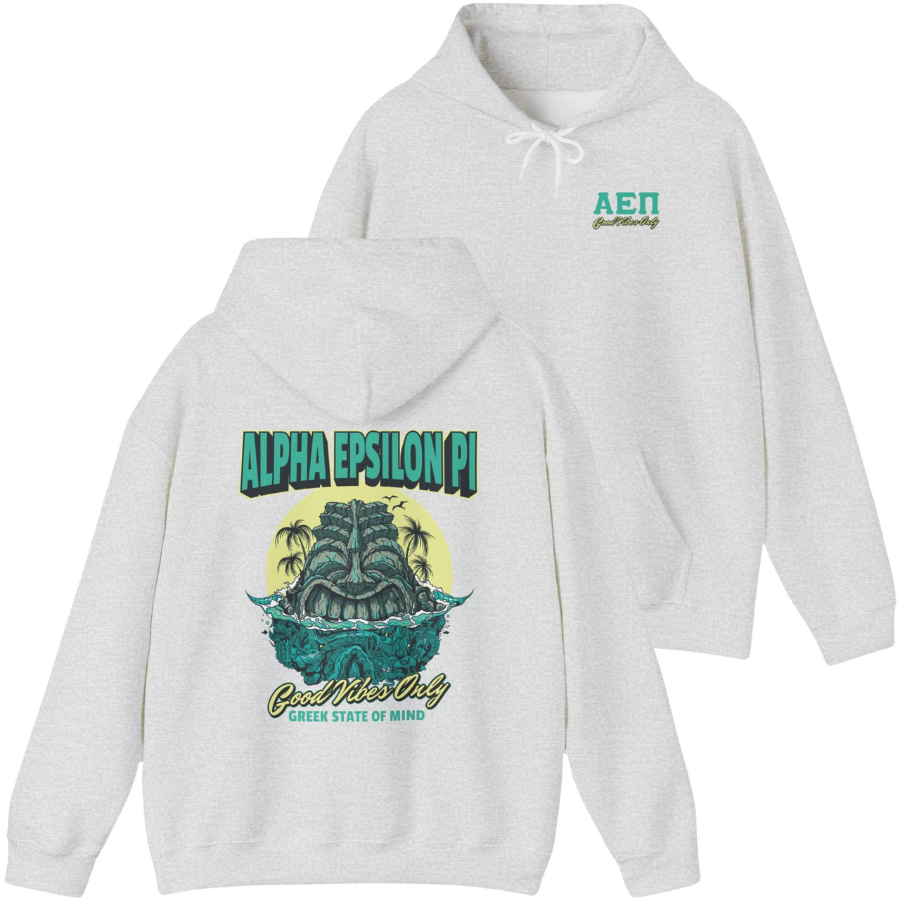 grey Alpha Epsilon Pi Graphic Hoodie | Good Vibes Only
