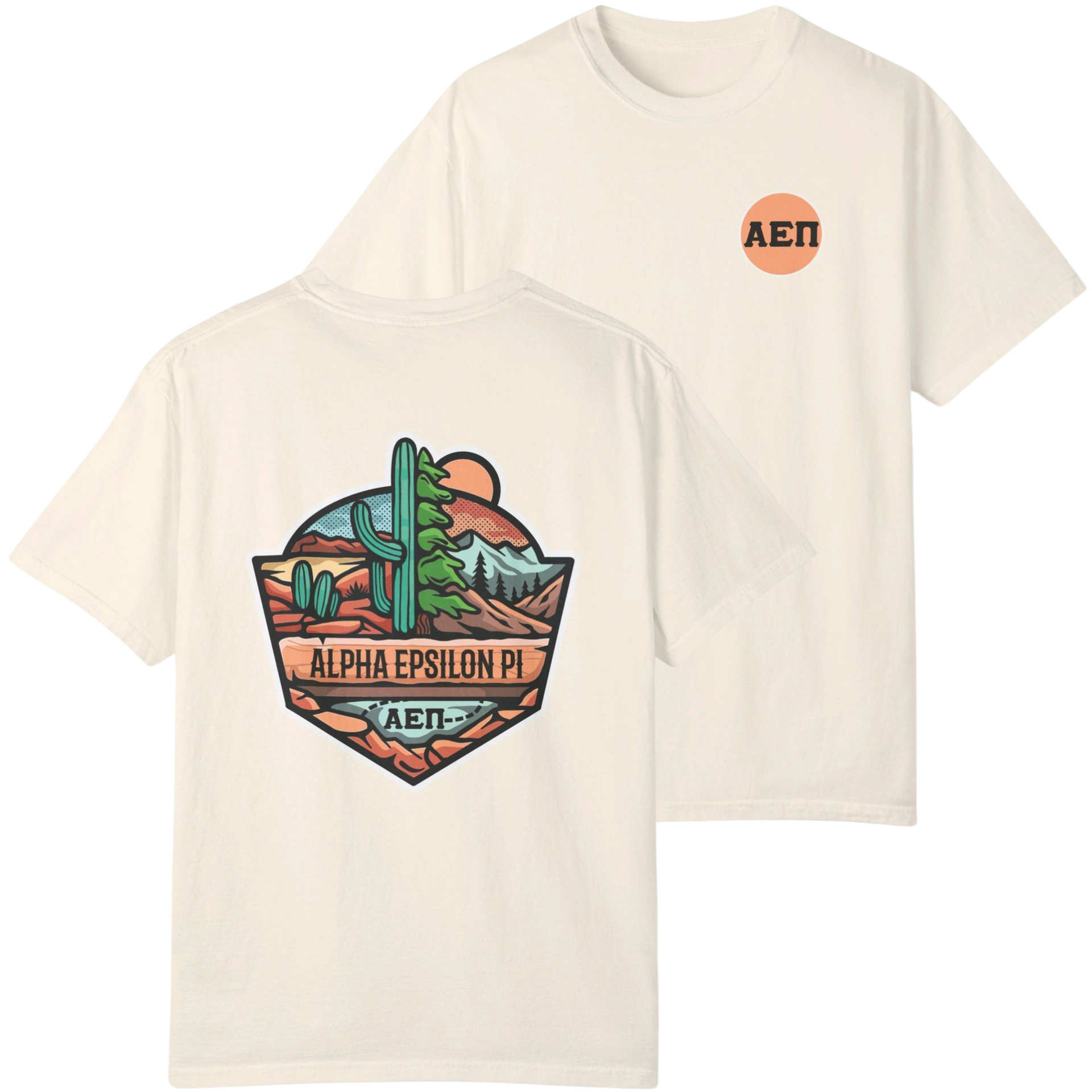 ivory Alpha Epsilon Pi Graphic T-Shirt | Desert Mountains