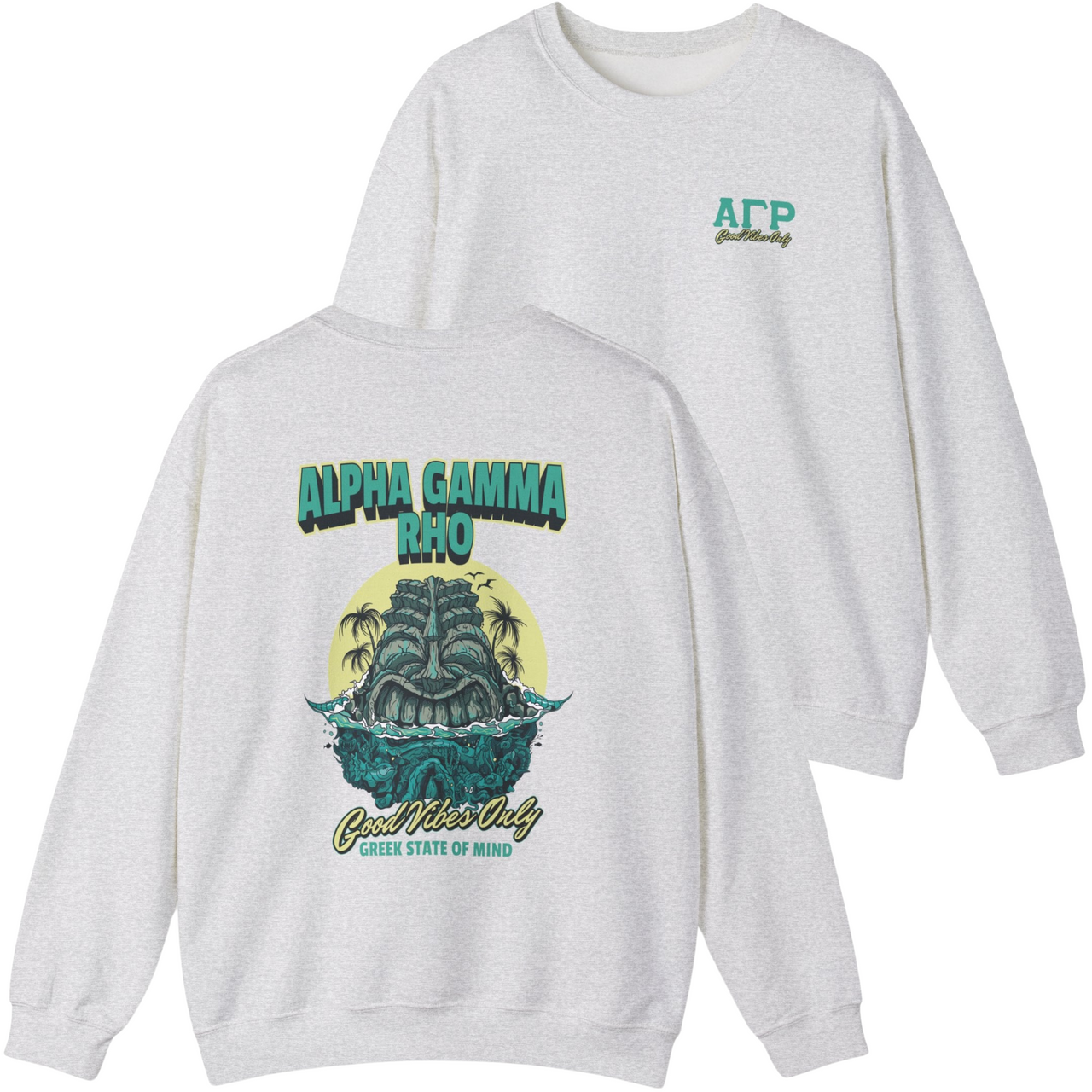 grey Alpha Gamma Rho Graphic Crewneck Sweatshirt | Good Vibes Only