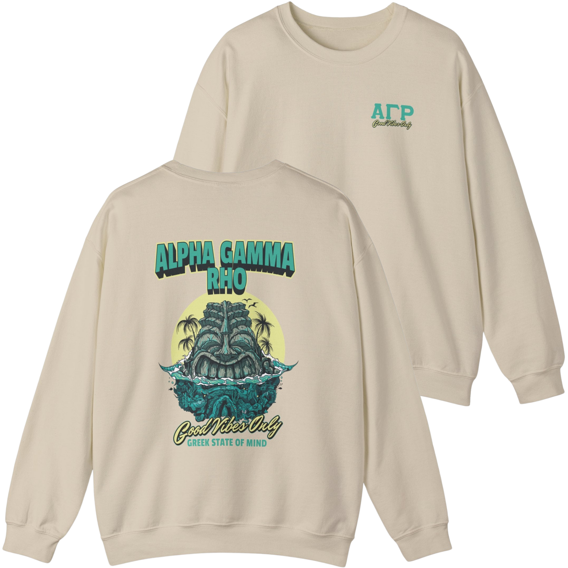 ivory Alpha Gamma Rho Graphic Crewneck Sweatshirt | Good Vibes Only