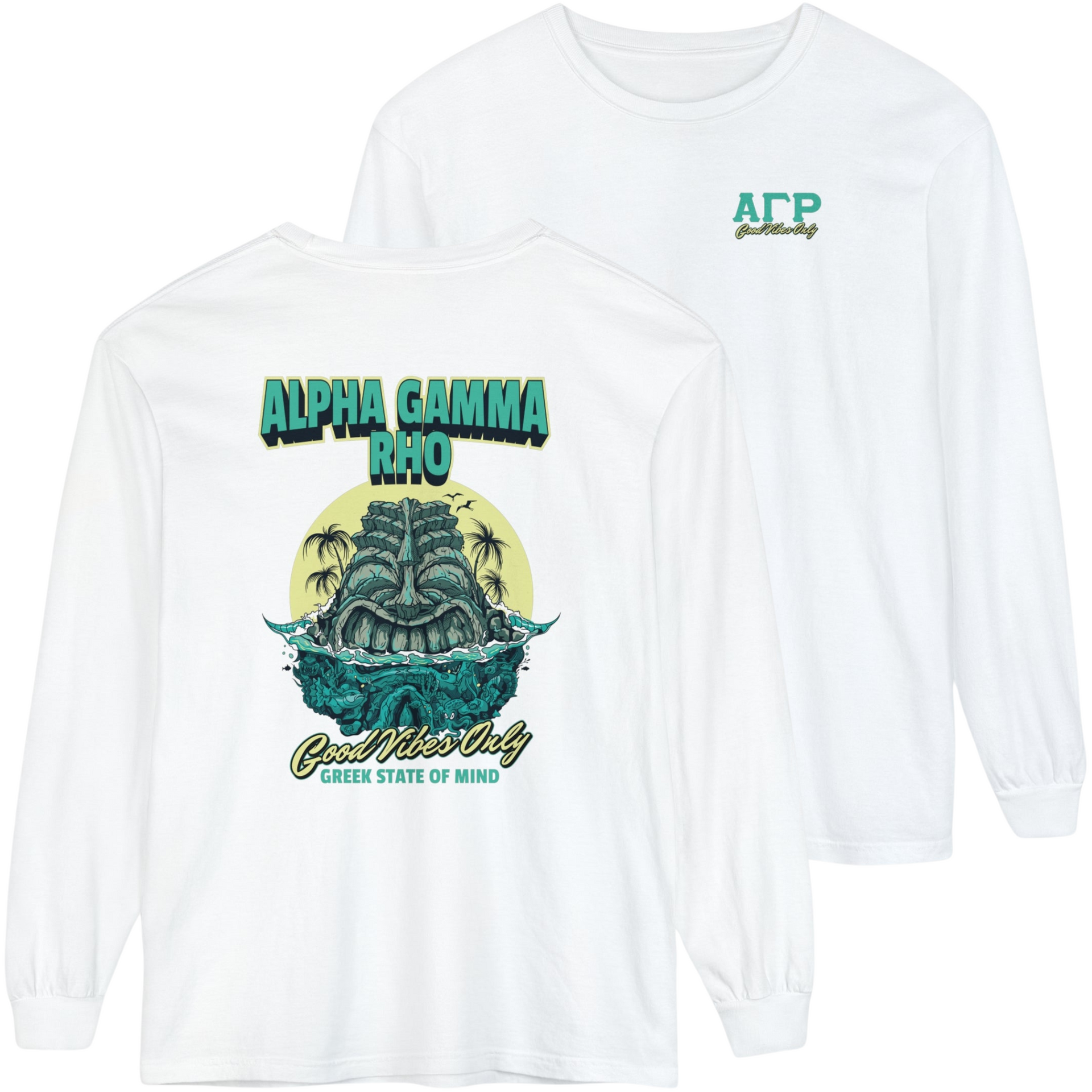 white Alpha Gamma Rho Graphic Long Sleeve | Good Vibes Only