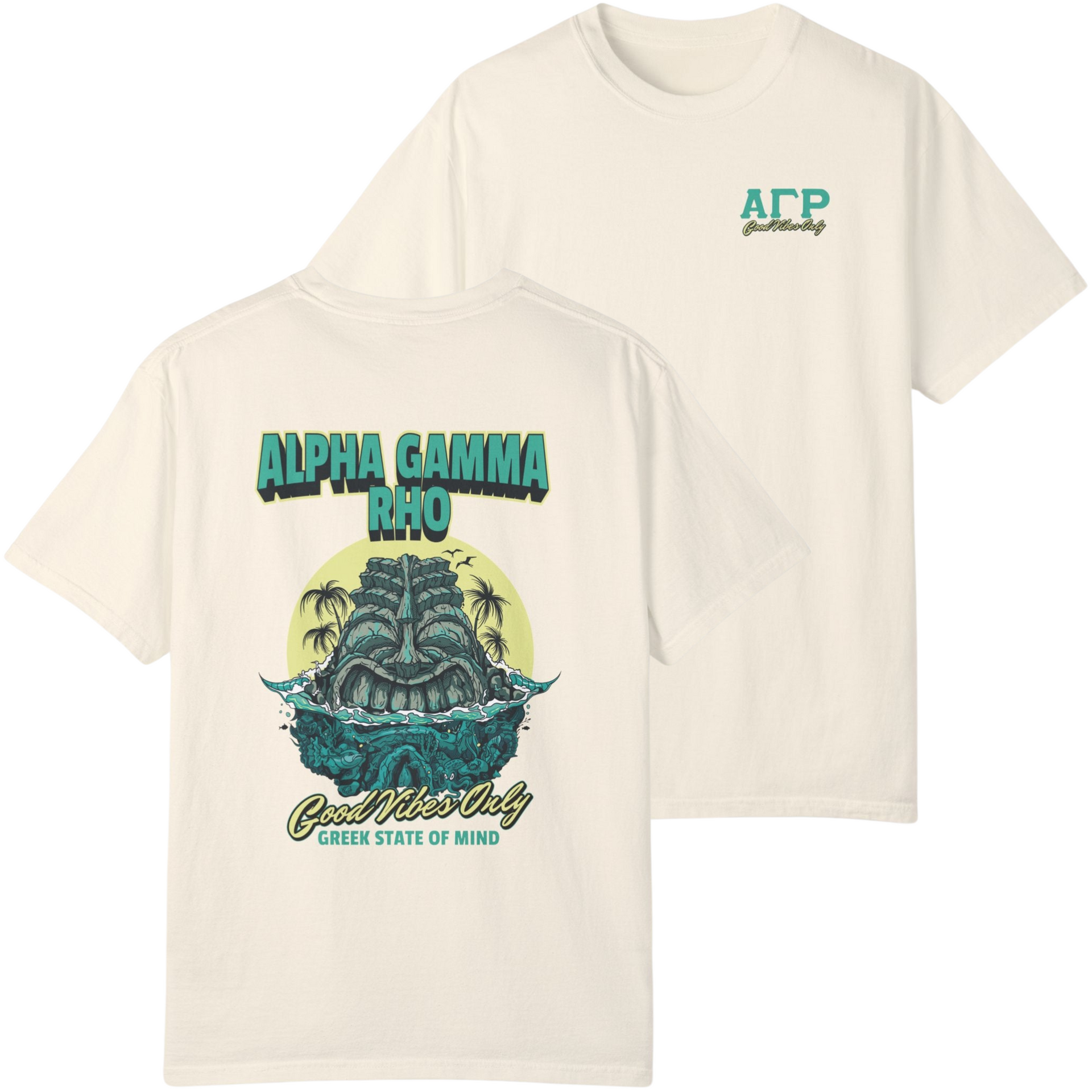 ivory Alpha Gamma Rho Graphic T-Shirt | Good Vibes Only