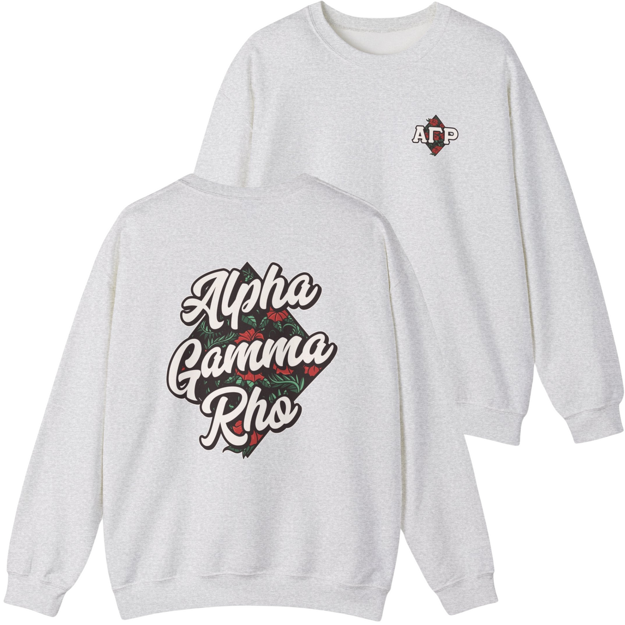 Grey Alpha Gamma Rho Graphic Crewneck Sweatshirt | Aloha