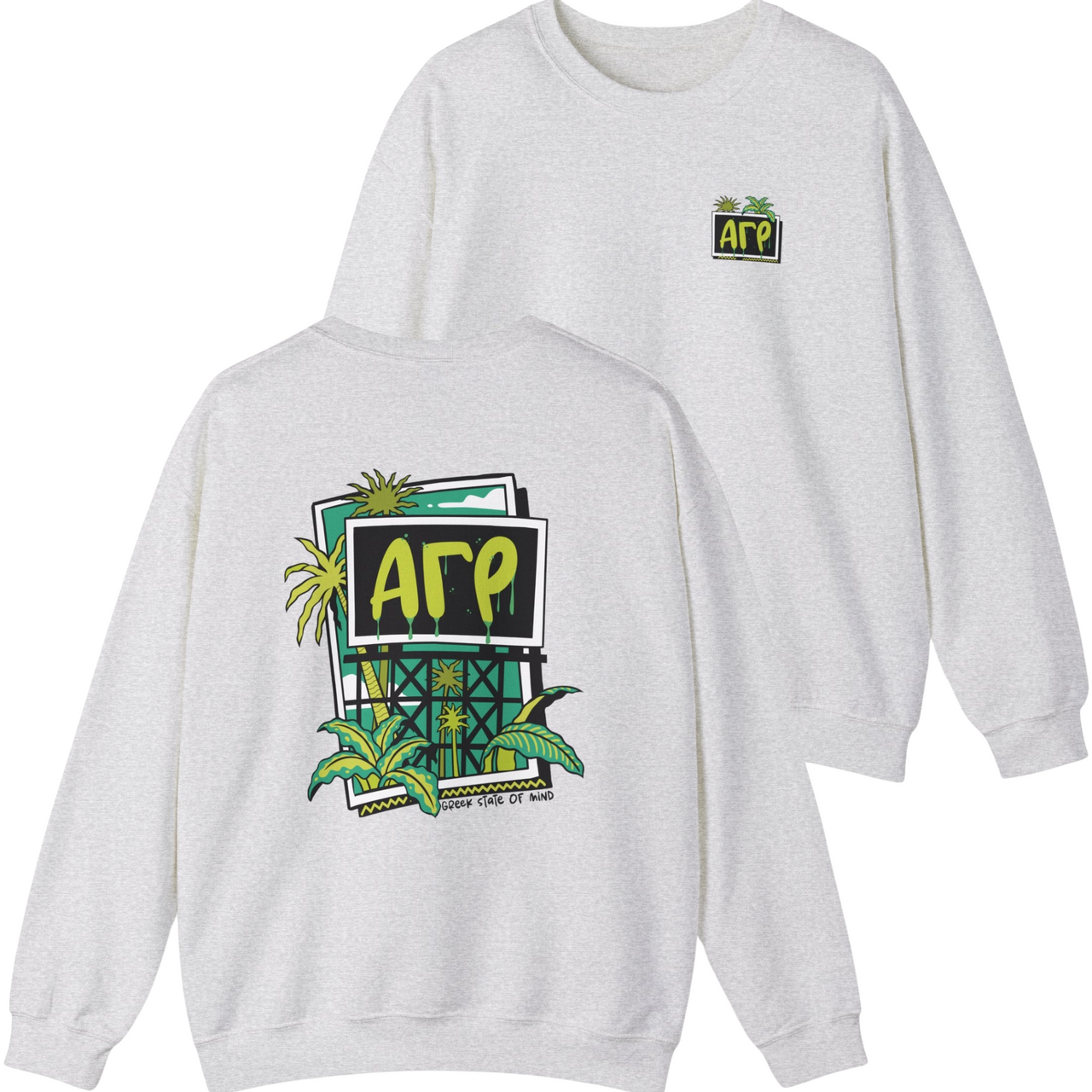 ash Alpha Gamma Rho Graphic Crewneck Sweatshirt 