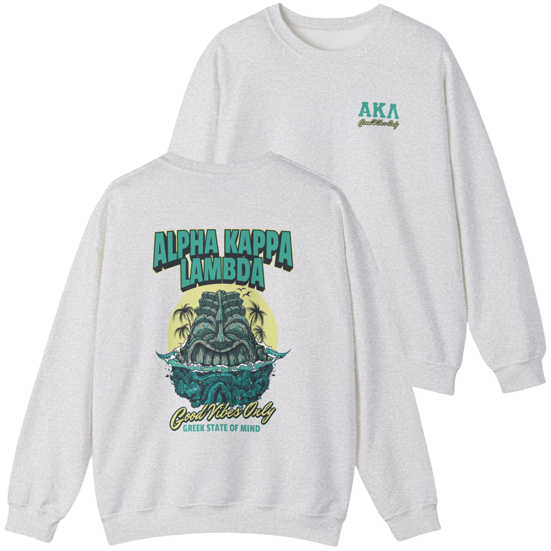 grey Alpha Kappa Lambda Graphic Crewneck Sweatshirt | Good Vibes Only