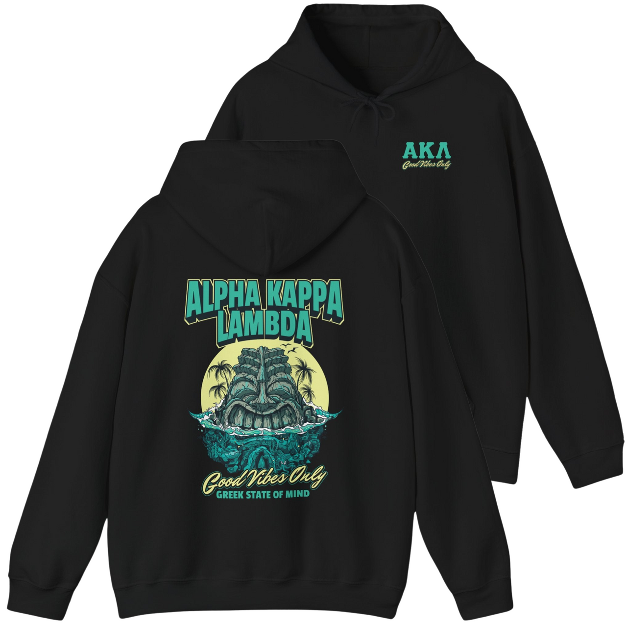 black Alpha Kappa Lambda Graphic Hoodie | Good Vibes Only
