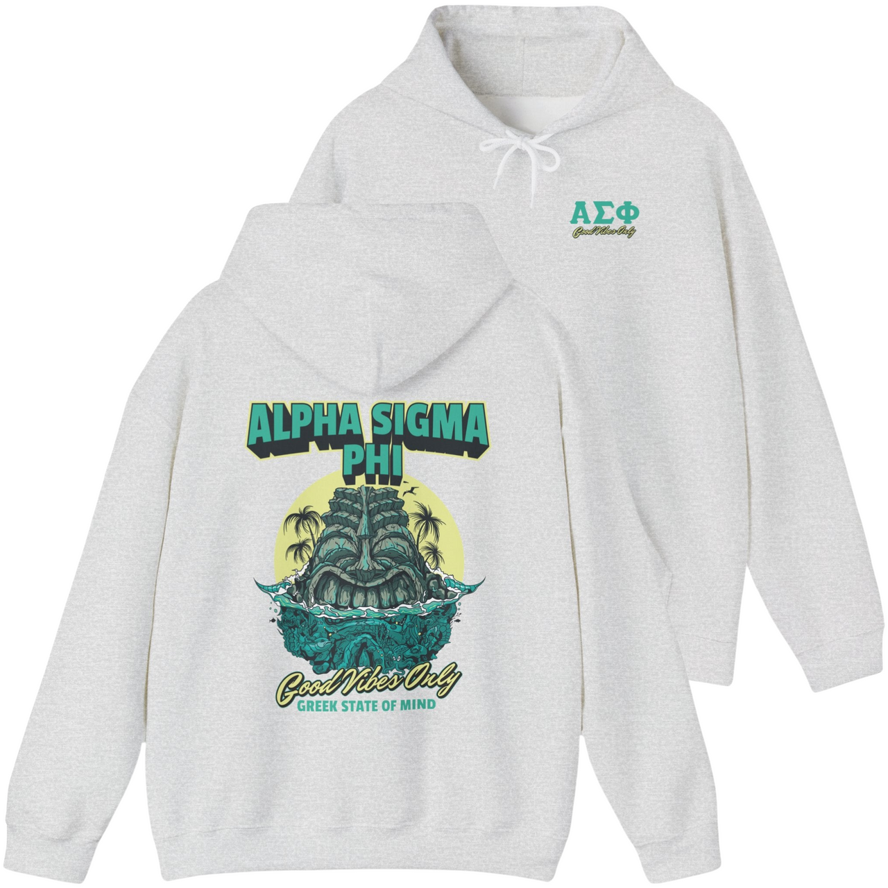 grey Alpha Sigma Phi Graphic Hoodie | Good Vibes Only