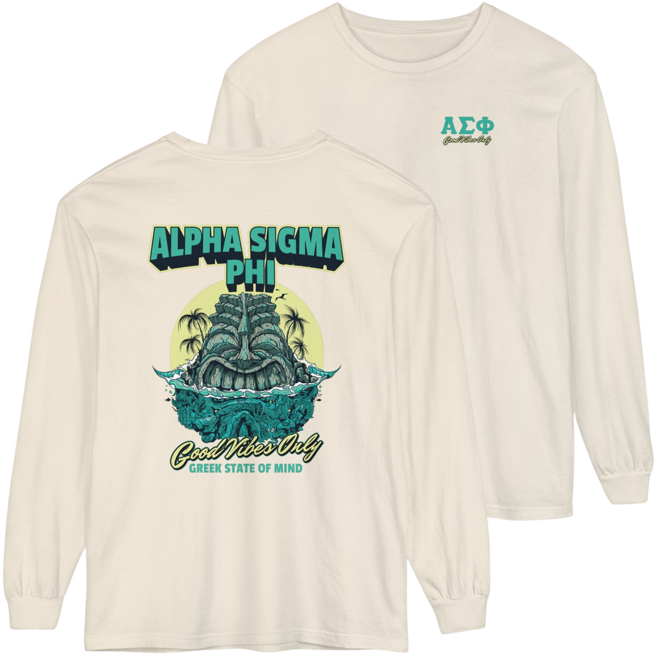 ivory Alpha Sigma Phi Graphic Long Sleeve | Good Vibes Only